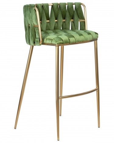 Стул барный DOBRIN DOBRIN EMMA GOLD зеленый велюр VF-08