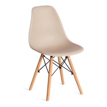 Стул Tetchair CINDY EAMES mod. 1801 дерево бук/металл/сиденье пластик, 45x51x82 см, Beige Бежевый
