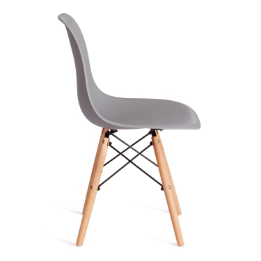 Стул Tetchair CINDY EAMES mod. 1801 дерево бук/металл/сиденье пластик, 45x51x82 см, Light grey светло-серый