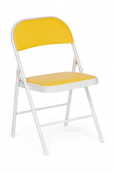 Стул складной Tetchair FOLDER mod. 032 / 1 шт. в упаковке каркас металл, сиденье/спинка экокожа, 415176см, желтый