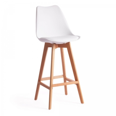Стул барный Tetchair TULIP BAR mod. C1014H / 1 шт. в упаковке пластик/дерево, 57 х 48 х 104 см, белый 018 /натуральный