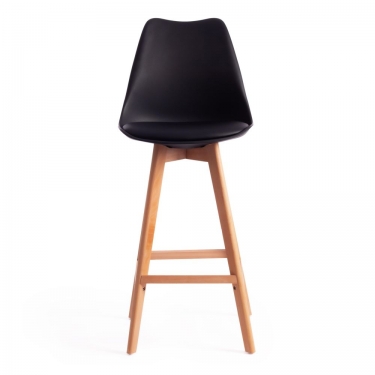 Стул барный Tetchair TULIP BAR mod. C1014H / 1 шт. в упаковке пластик/дерево, 57 х 48 х 104 см, черный 3010/натуральный