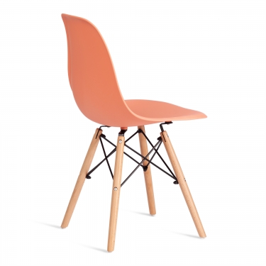 Стул Tetchair CINDY EAMES mod. 1801 дерево бук/металл/сиденье пластик, 45x51x82 см, Orange Оранжевый