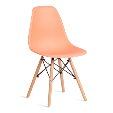 Стул Tetchair CINDY EAMES mod. 1801 дерево бук/металл/сиденье пластик, 45x51x82 см, Orange Оранжевый