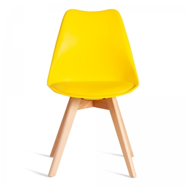 Стул Tetchair TULIP mod. 73-1 дерево/пластик/экокожа, 47,5x55x80 см, Желтый Yellow