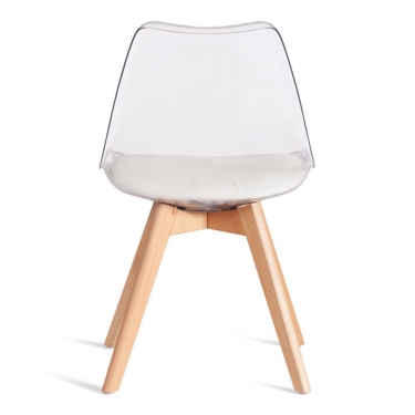 Стул Tetchair TULIP mod. 73-1 дерево/пластик/экокожа, 47,5x55x80 см, Прозрачный Transparent