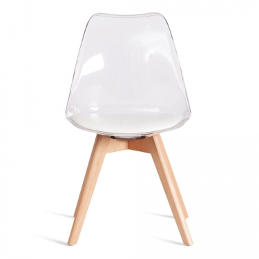 Стул Tetchair TULIP mod. 73-1 дерево/пластик/экокожа, 47,5x55x80 см, Прозрачный Transparent