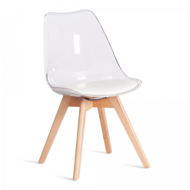 Стул Tetchair TULIP mod. 73-1 дерево/пластик/экокожа, 47,5x55x80 см, Прозрачный Transparent