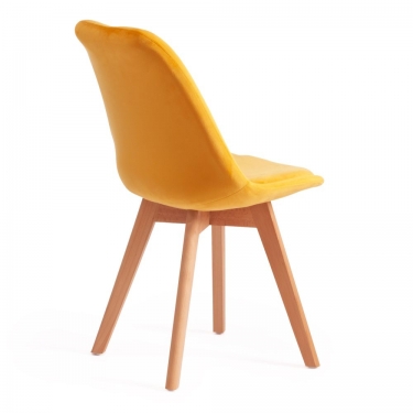 Стул Tetchair TULIP SOFT mod. 74 / 1 шт. в упаковке вельвет/дерево , 54 х 47 х 83 см , желтый HLR 41/натуральный