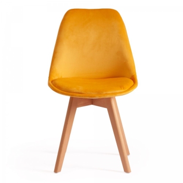 Стул Tetchair TULIP SOFT mod. 74 / 1 шт. в упаковке вельвет/дерево , 54 х 47 х 83 см , желтый HLR 41/натуральный
