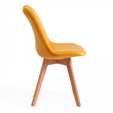 Стул Tetchair TULIP SOFT mod. 74 / 1 шт. в упаковке вельвет/дерево , 54 х 47 х 83 см , желтый HLR 41/натуральный