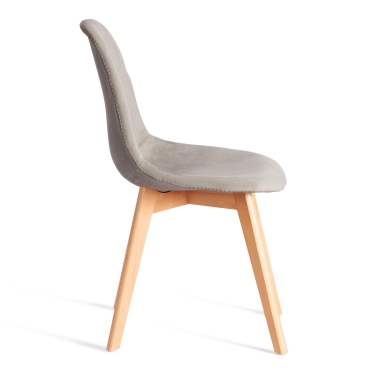 Стул Tetchair CINDY SOFT mod. C1021F1-1 велюр/дерево бук, 55 х 48 х 83 см, Светло-серый HLR39 / натуральный