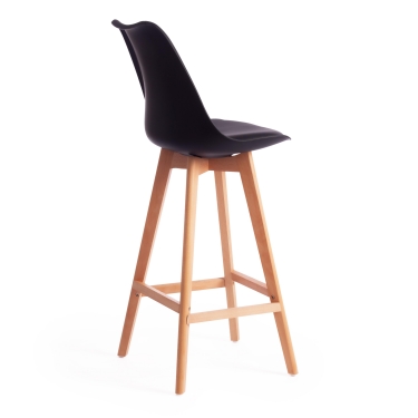 Стул барный Tetchair TULIP BAR mod. C1014H-1 пластик/дерево, 42 х 47,5 х 104 см, Black Черный 3010/ натуральный