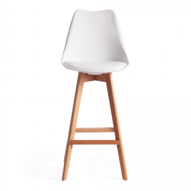 Стул барный Tetchair TULIP BAR mod. C1014H-1 пластик/дерево, 42 х 47,5 х 104 см, White Белый 70029/ натуральный