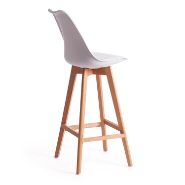 Стул барный Tetchair TULIP BAR mod. C1014H-1 пластик/дерево, 42 х 47,5 х 104 см, White Белый 70029/ натуральный