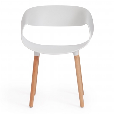 Стул Tetchair QXX mod. C1058-1 пластик/дерево, 60 х 53 х 81 см, White Белый 70029/ натуральный
