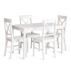 Обеденный комплект Хадсон стол + 4 стула/ Hudson Dining Set mod.0102 МДФ/тополь/меламин, стол 118х74х73 см, стул 42,5x46,5x93,5 см, White белый