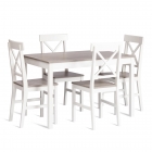 Обеденный комплект Хадсон стол + 4 стула/ Hudson Dining Set mod.0104 МДФ/тополь/меламин, стол 118х74х73 см, стул 42,5x46,5x93,5 см, white белый / grey серый