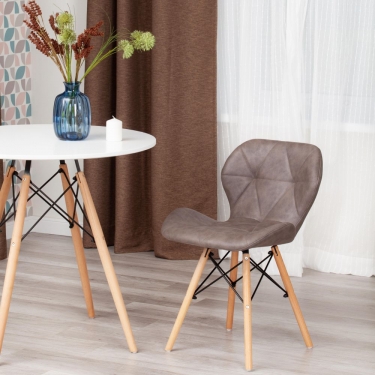 Стул Tetchair STUTTGART mod. 74 / 1 шт. в упаковке экокожа/дерево береза/металл, 50 х 47 х 73 см, античный серый RH02-26/натуральный