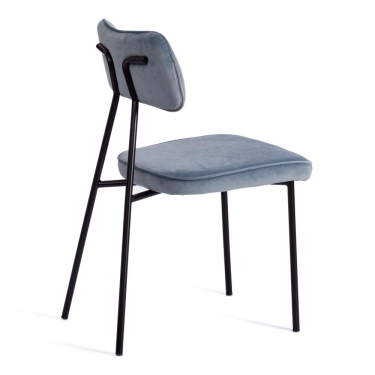 Стул Tetchair SILVIA mod. 0139124 / 1 шт. в упаковке металл/вельвет, 46,5х59х82,5 см, голубой S108 SILVER BLUE 74/черный