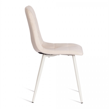 Стул Tetchair CHILLY mod. 7094-1 вельвет/металл, 44,5х52,5х86 см, beige бежевый HLR2 / белый