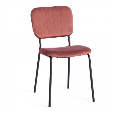 Стул Tetchair CAROL mod. UC06 / 1 шт. в упаковке металл, вельвет, 45 х 56 х 82 см, Coral коралловый HLR44 / черный