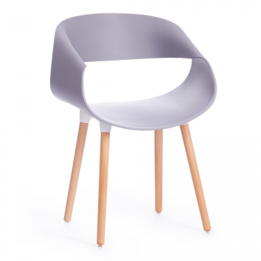 Стул Tetchair QXX mod. C1058 / 1 шт. в упаковке пластик/дерево, 54 х 56 х 78 см, серый 024 /натуральный