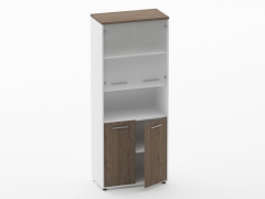 Шкаф 4 широкий верх стеклянные двери, низ закрытый, с нишей Персона Грата Deka 10.19.181 Дуб Верцаска/Белый