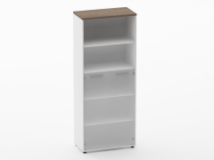 Шкаф 4 широкий 2 полки открытые и 2 стеклянные двери Персона Грата Deka 10.19.161 Дуб Верцаска/Белый