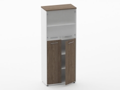 Шкаф 4 широкий верх стеклянные двери, низ закрытый Персона Грата Deka 10.19.191 Дуб Верцаска/Белый