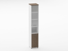 Шкаф 5 узкий верх стеклянная дверь, низ закрытый, с нишей Персона Грата Deka 10.23.18Л Дуб Верцаска/Белый