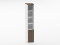 Шкаф 5 узкий верх стеклянная дверь, низ закрытый, две полки открытые Персона Грата Deka 10.23.19Л Дуб Верцаска/Белый