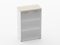 Шкаф 2 широкий 2 стеклянные двери Персона Грата Deka 10.12.161 Дуб Сантана светлый/Белый