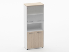 Шкаф 4 широкий верх стеклянные двери, низ закрытый, с нишей Персона Грата Deka 10.19.181 Туя/Белый