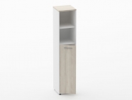 Шкаф 4 узкий 2 полки открытые, 3 полки закрытые Персона Грата Deka 10.19.13Л Дуб Сантана светлый/Белый