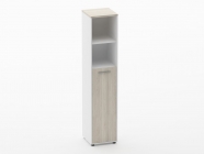 Шкаф 4 узкий 2 полки открытые и 1 стеклянная дверь Персона Грата Deka 10.19.16Пр Дуб Сантана светлый/Белый