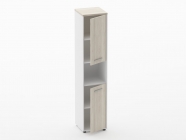 Шкаф 4 узкий верх стеклянная дверь, низ закрытый Персона Грата Deka 10.19.19Пр Дуб Сантана светлый/Белый