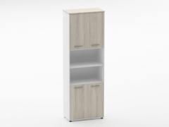 Шкаф 5 широкий закрытый с 2 -мя открытыми полками Персона Грата Deka 10.23.121 Дуб Сантана светлый/Белый