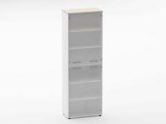 Шкаф 5 широкий закрытый, 4 стеклянные двери Персона Грата Deka 10.23.171 Дуб Сантана светлый/Белый