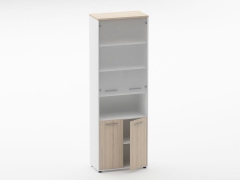 Шкаф 5 широкий верх стеклянная дверь, низ закрытый, с нишей Персона Грата Deka 10.23.181 Туя/Белый