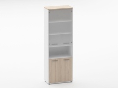 Шкаф 5 широкий верх стеклянная дверь, низ закрытый, с нишей Персона Грата Deka 10.23.181 Туя/Белый