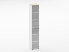 Шкаф 5 узкий закрытый, 2 стеклянные двери Персона Грата Deka 10.23.17Л Дуб Сантана светлый/Белый