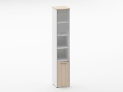 Шкаф 5 узкий верх стеклянная дверь, низ закрытый, две полки открытые Персона Грата Deka 10.23.19Л Туя/Белый