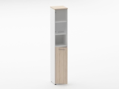 Шкаф 5 узкий верх стеклянная дверь, низ закрытый, с нишей Персона Грата Deka 10.23.20Л Туя/Белый