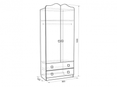 Шкаф комбинированный с ящ. 2-створчатый Мебельсон Амели модуль 01 Дуб млечный
