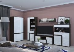 Шкаф Горизонт Марсель 800 Венге Белый глянец