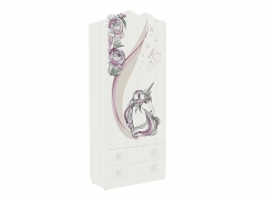 Шкаф комбинированный с ящиками двухстворчатый Мебельсон Фэнтези MDF-01 Белый рамух