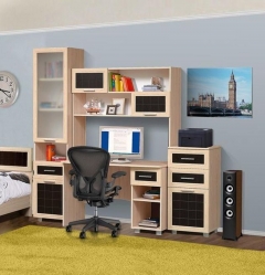 Шкаф-пенал Марибель Уголок школьника Дуб беленый Туя светлая