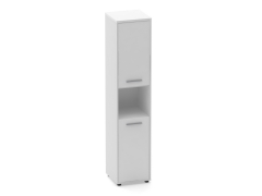 Шкаф 4 узкий верх стеклянная дверь, низ закрытый, с нишей Персона Грата Deka 10.19.18Пр Белый