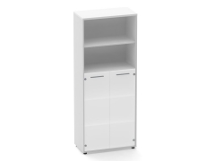 Шкаф 4 широкий 2 полки открытые и 2 стеклянные двери Персона Грата Deka 10.19.161 Белый